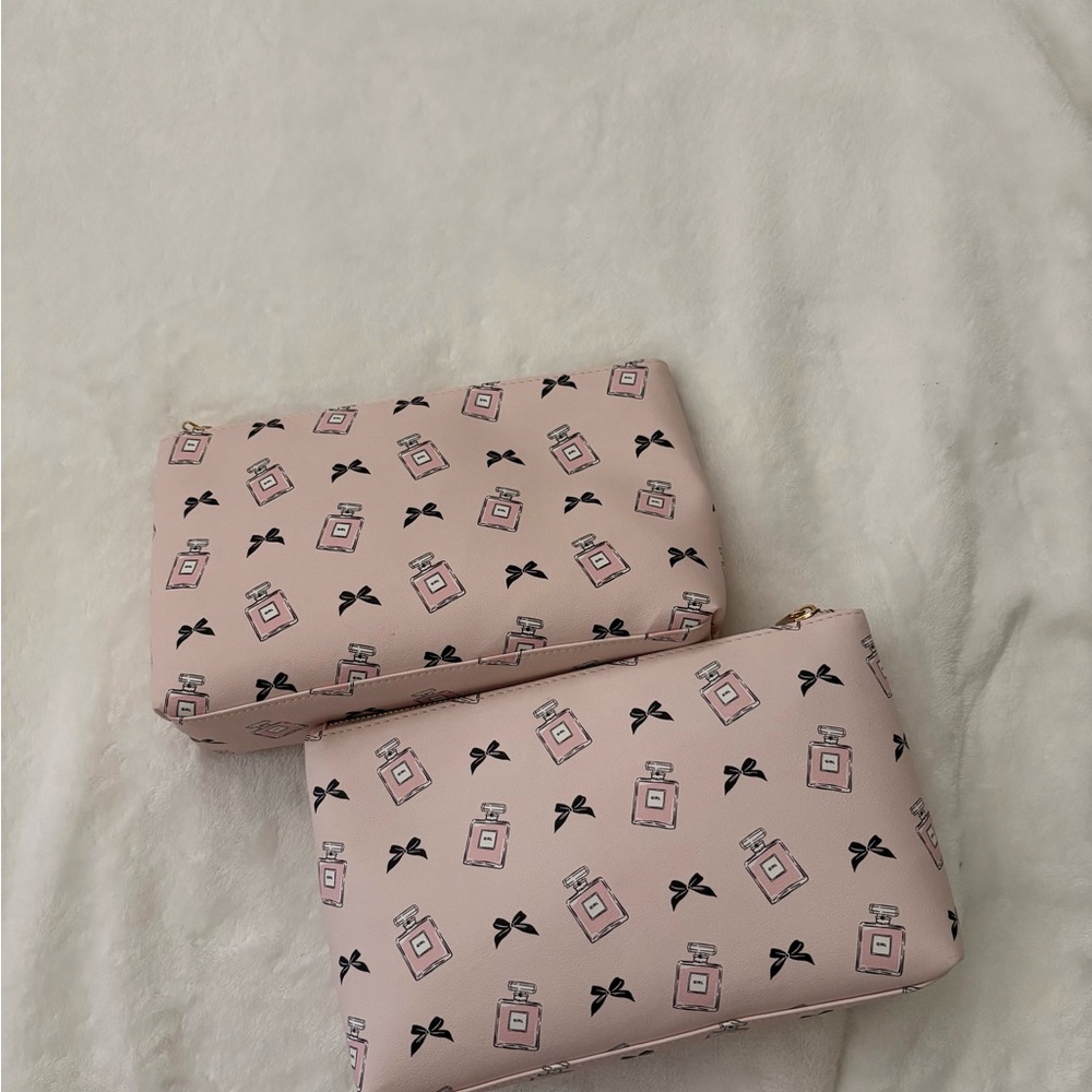 Cute Cosmetic Pouch Set with Perfume Bottle Print